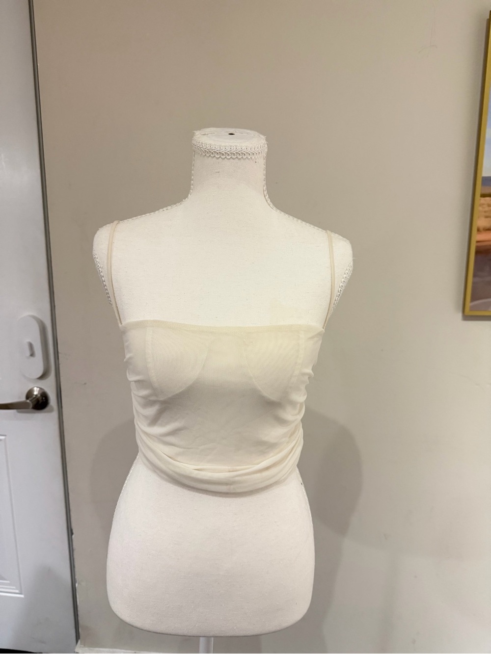 Ivory Sheer Spaghetti Strap Tank Top